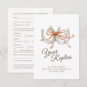 Cartons Réponse Code QR pour le choix du repas de mariage en forme