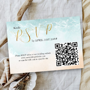 Cartons Réponse Code QR pour mariage de destination sur la plage