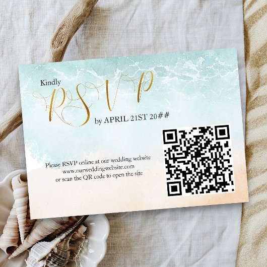 Cartons Réponse Code QR pour mariage de destination sur la plage