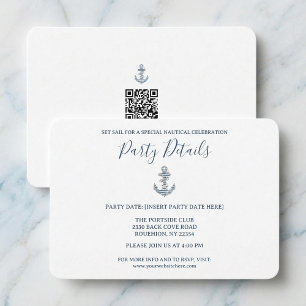Cartons Réponse Code QR pour une fête d'anniversaire avec une ancr