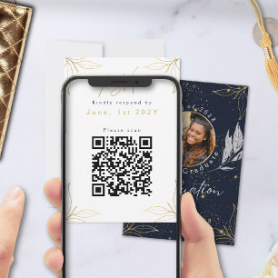 Cartons Réponse Code QR pour une fête de remise de diplômes élégan