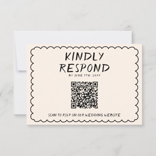 Cartons Réponse Code QR rétro Cadre écrit à la main Quirky Mariage (Devant)