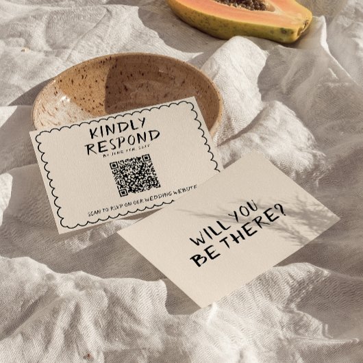Cartons Réponse Code QR rétro Cadre écrit à la main Quirky Mariage