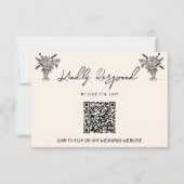 Cartons Réponse Code QR rétro main écrit Mariage ironique tiré (Devant)