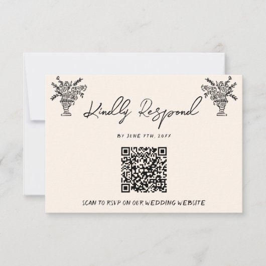 Cartons Réponse Code QR rétro main écrit Mariage ironique tiré (Devant)