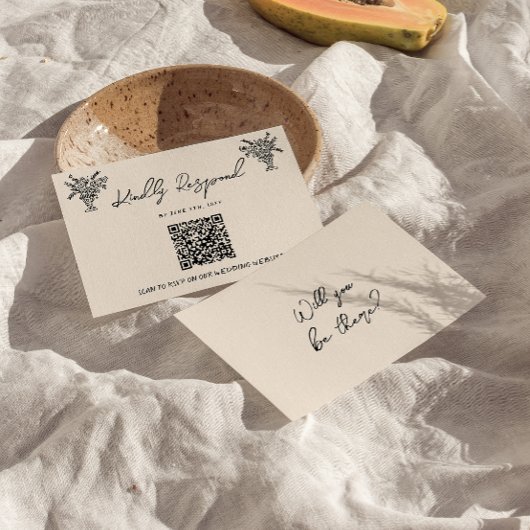 Cartons Réponse Code QR rétro main écrit Mariage ironique tiré