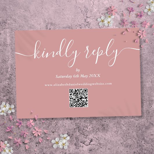 Cartons Réponse Code QR Rose Gold Écriture Élégante Répondez S'il