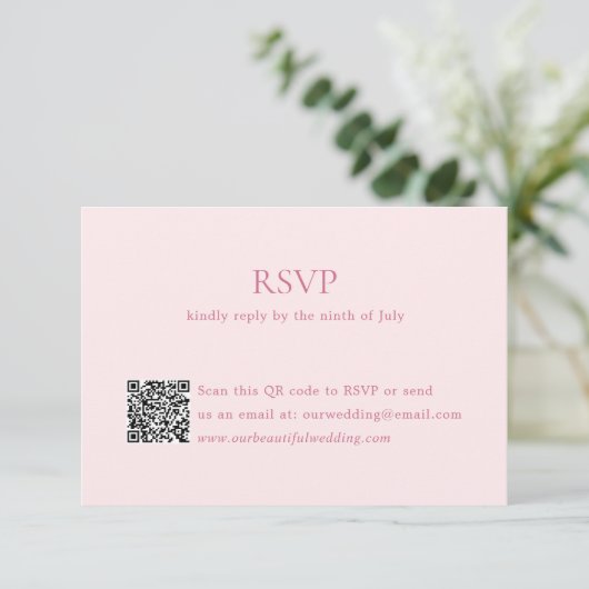 Cartons Réponse Code QR rose moderne Mariage élégant (Debout devant)