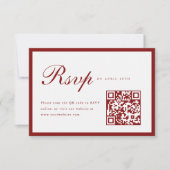 Cartons Réponse Code QR Rouge Vin Écriture Élégante Fête de Remise (Devant)