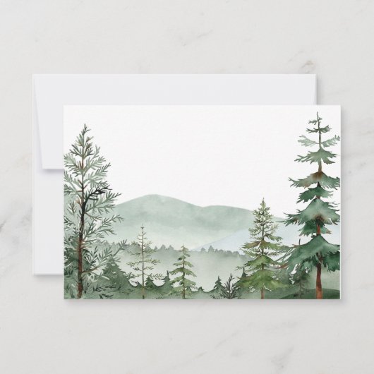Cartons Réponse Code QR Rustic Mountain Forest Mariage (Dos)