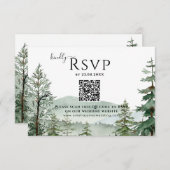 Cartons Réponse Code QR Rustic Mountain Forest Mariage (Devant / Derrière)