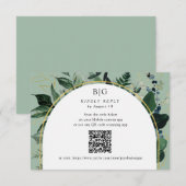 Cartons Réponse Code QR Sage vert moderne aquarelle verte (Devant / Derrière)