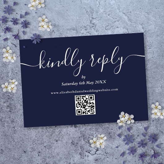 Cartons Réponse Code QR Script Répondre avec plaisir Mariage bleu