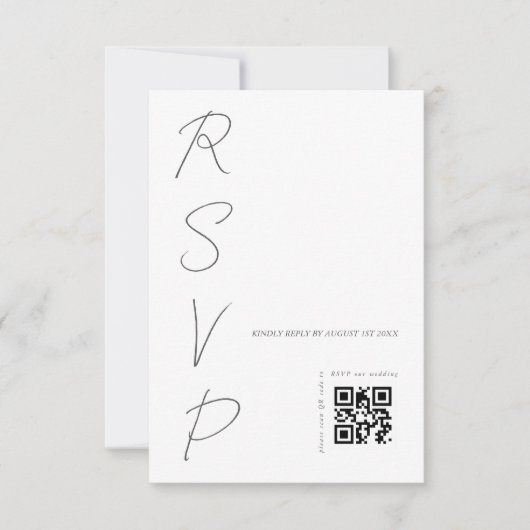 Cartons Réponse Code QR simple Mariage blanc (Devant)