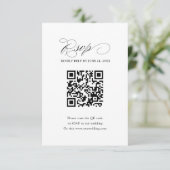 Cartons Réponse Code QR simple mariage noir et blanc (Debout devant)