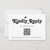 Cartons Réponse Code QR Simple Mariage Rétro (Devant)