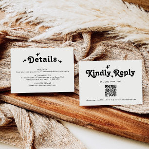 Cartons Réponse Code QR Simple Mariage Rétro