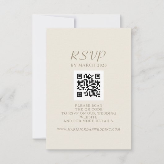 Cartons Réponse Code QR Site Web Mariage (Devant)