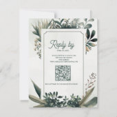 Cartons Réponse Code QR Vert de Sauge Botanique Mariage Verdure (Dos)