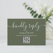 Cartons Réponse Code QR vert olive Écriture élégante Répondez aima (Debout devant)