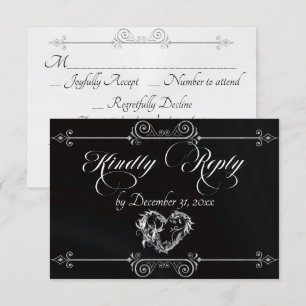 Cartons Réponse Cœur à défilement romantique - Noir
