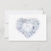 Cartons Réponse Coeur art plage mariage aquarelle blues (Dos)