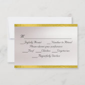 Cartons Réponse Coeur, colombes et ruban - Noir/Or (Dos)