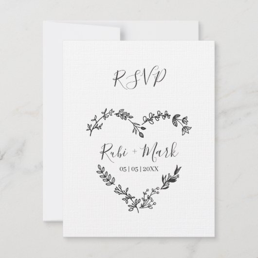 Cartons Réponse Coeur de fleurs sauvages dans le noir pour épouser (Devant)