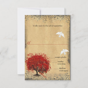 Cartons Réponse Cœur Feuille Arbre Rouge Colombe Oiseau d'Amour Ma