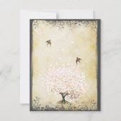 Cartons Réponse Coeur Feuille Pink Tree Oiseaux Vintages Mariage R (Dos)