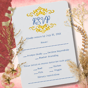 Cartons Réponse Cœur Floral Baroque Doré Mariage Mexicain