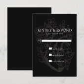 Cartons Réponse Coeur foncé gothique Noir moderne Mariage à la mai (Devant / Derrière)