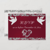 Cartons Réponse Coeur romantique, colombes et Parties scintillant  (Devant / Derrière)