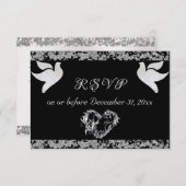 Cartons Réponse Coeur romantique, colombes et Parties scintillant  (Devant / Derrière)