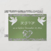 Cartons Réponse Coeur romantique, colombes et Parties scintillant (Devant / Derrière)