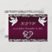 Cartons Réponse Coeur romantique, colombes et Parties scintillant  (Devant / Derrière)