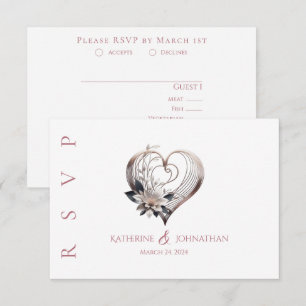 Cartons Réponse Coeur rose moderne avec Mariage de fleurs