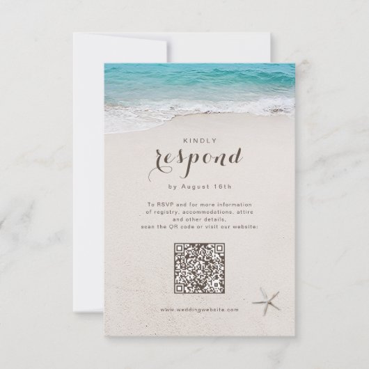 Cartons Réponse Coeurs dans le mariage plage de sable code QR (Devant)