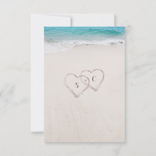 Cartons Réponse Coeurs dans le mariage plage de sable code QR (Dos)