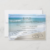 Cartons Réponse Coeurs dans le Monogramme de mariage de plage de s (Devant)