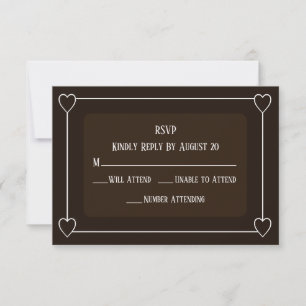 Cartons Réponse Coeurs romantiques Brown foncé moderne Mariage sim