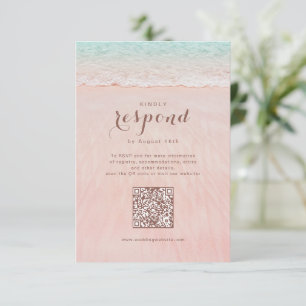 Cartons Réponse Coeurs roses dans le mariage plage de sable code Q