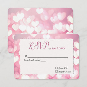 Cartons Réponse Cœurs Roses de Mariage