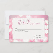 Cartons Réponse Cœurs Roses de Mariage (Devant)