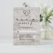 Cartons Réponse Cœurs sculptés de bienvenue Mariage rustique en bo (Debout devant)