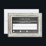 Cartons Réponse Collection de Mariage de cadre et de tableau de bo<br><div class="desc">Simple mais élégante, la collection rustique de cadre blanc & mariage de tableau noir est un design étonnant avec cadre photo rustique blanc magnifique sur un arrière - plan à effet de tableau noir, qui est parfait pour toute célébration mariage rustique. Ces cartes RSVP peuvent être personnalisées pour votre occasion...</div>