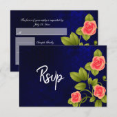 Cartons Réponse Collection de mariage de fleurs Rose Corail et Ble (Devant / Derrière)