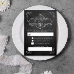 Cartons Réponse Collection de Mariages Ornate Chalkboard<br><div class="desc">Célébrez en style avec ces élégantes cartes RSVP de style tableau noir. Le design est orné d'un design tourbillon et d'un libellé de police de script facile à personnaliser. Ces cartes de réponse sont parfaites pour tout couple qui planifie une célébration de mariage vintage, mais peuvent facilement être customisés pour...</div>