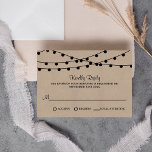 Cartons Réponse Collection de Mariages Rustic Kraft<br><div class="desc">Simple mais élégant, les lampes à cordes de la collection rustique Kraft mariage est un design époustouflant avec de belles lumières à cordes noires accrochées sur un arrière - plan à effet Kraft, qui est parfait pour toute célébration mariage rustique. Ces cartes RSVP peuvent être personnalisées pour votre occasion spéciale...</div>