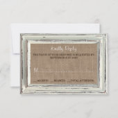 Cartons Réponse Collection de Mariages Rustic White Frame & Burlap (Devant)